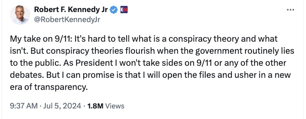 RFK Jr. says he ‘won’t take sides’ on 9/11 conspiracies if elected president, wants to usher in ‘new era of transparency’