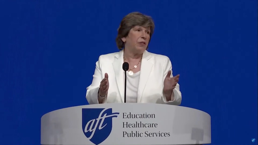 AFT’s Randi Weingarten warns in ‘unhinged’ speech of fascism, violence if Trump is elected