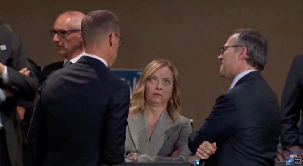 Italian PM Giorgia Meloni rolls eyes, checks imaginary watch waiting for Biden’s arrival at NATO Summit