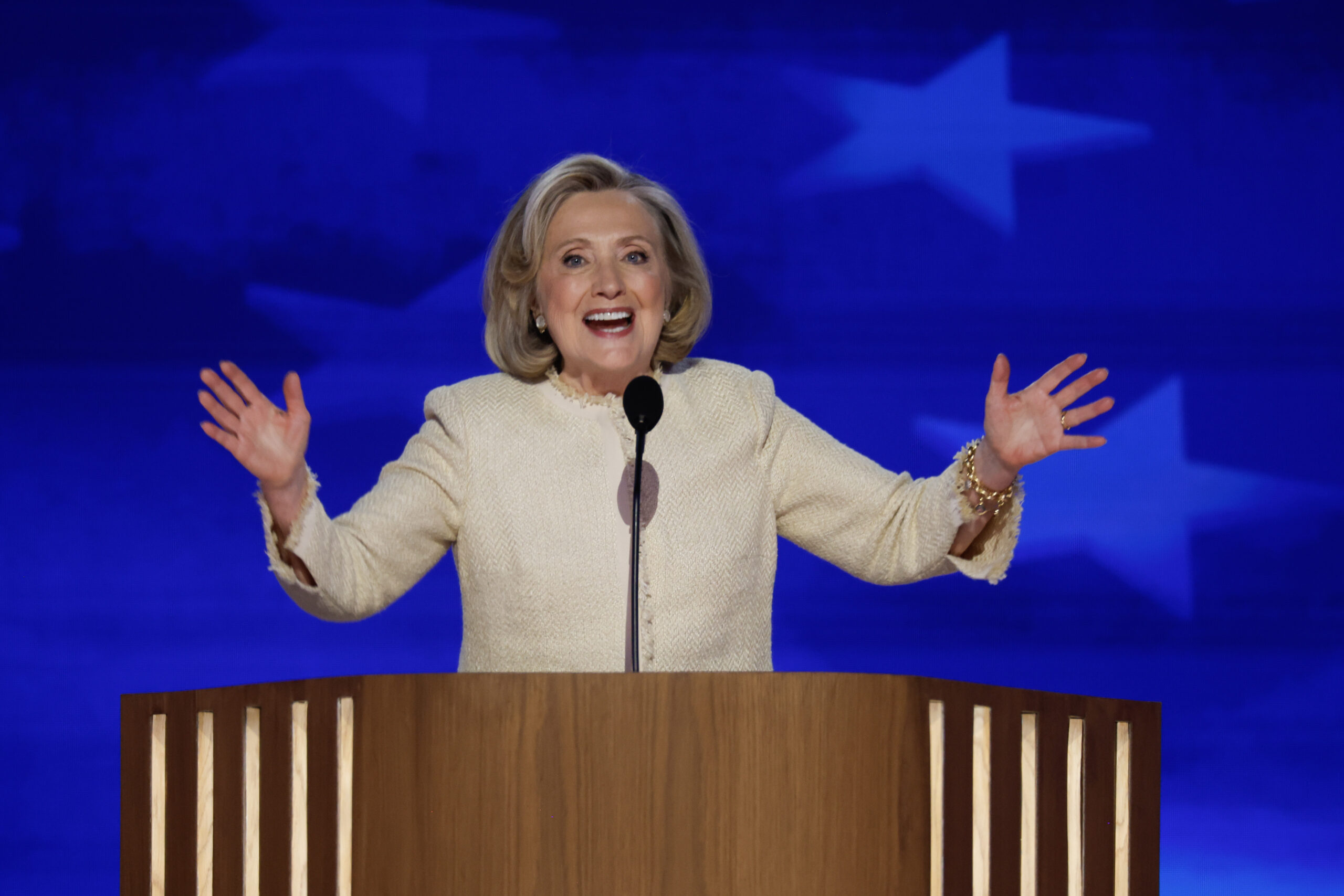 Hillary Clinton receives loudest cheers of the night with booming standing ovation at DNC