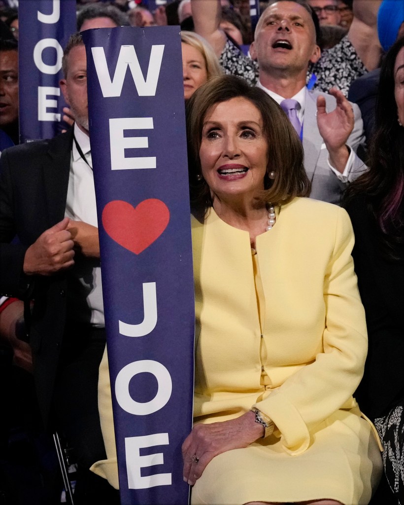 Nancy Pelosi appeared less-than-enthused during the ‘We Love Joe’ chant for Biden at DNC