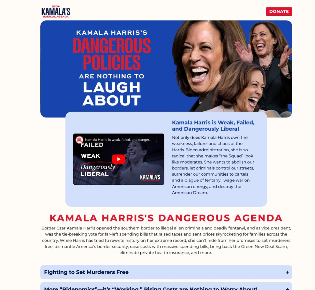 Trump campaign in epic troll  creates Kamala Harris policy website — citing her lack of one