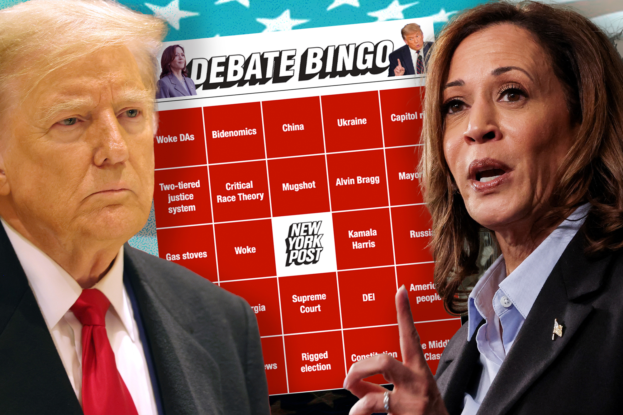 Presidential debate bingo: Play along as Donald Trump and Kamala Harris face off for the first time