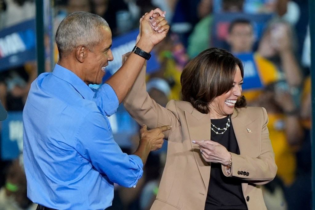 Barack Obama joins Kamala Harris on campaign trail for the first time to attack Trump at celebrity-packed rally: ‘Wannabe dictator’ 