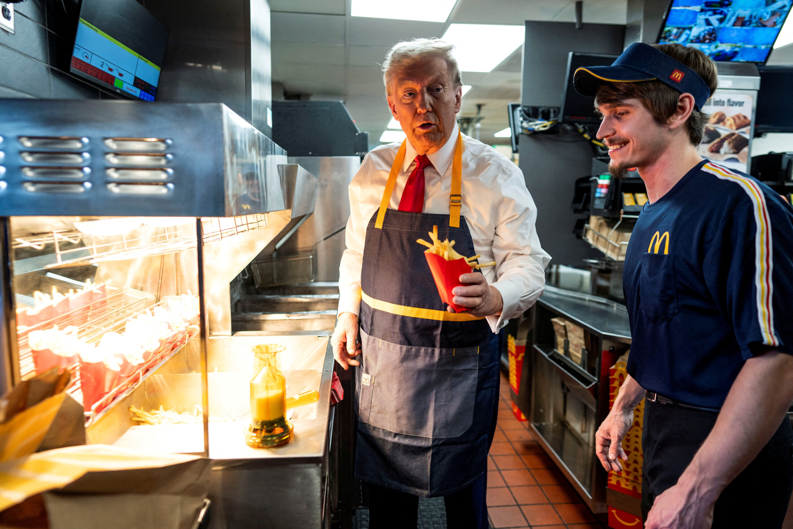 Politics dominates at Pennsylvania McDonald’s Trump worked — where threats prompt police presence