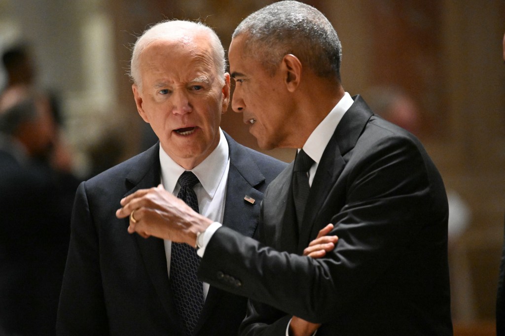 Biden tells Obama ‘she’s not as strong as me’ — and ex-prez agrees ‘that’s true’ at Ethel Kennedy funeral