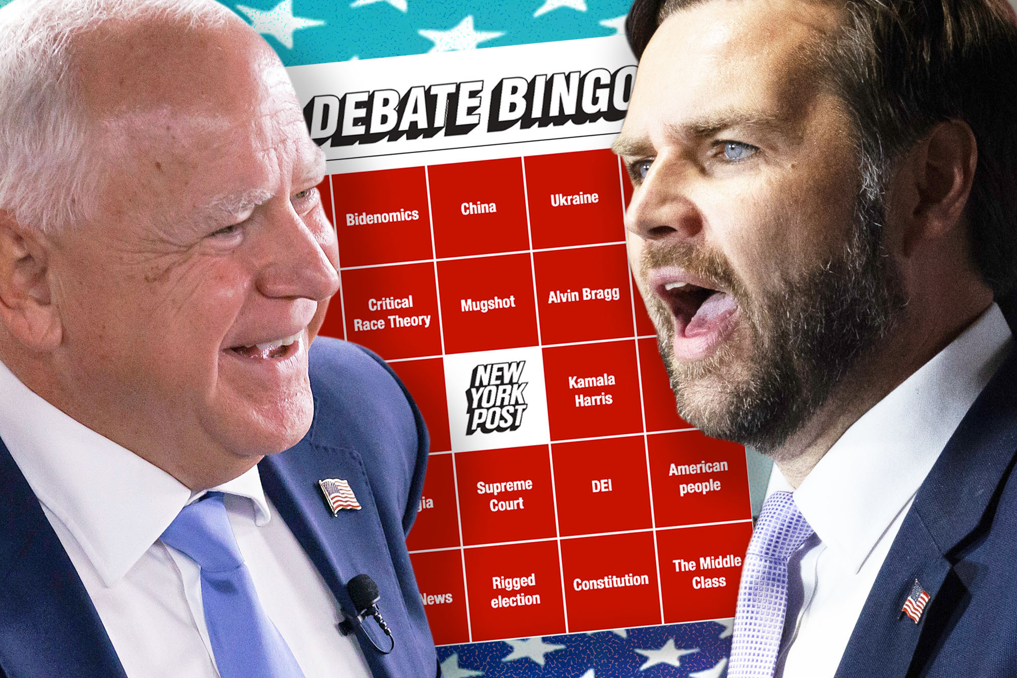 Vice Presidential debate bingo: Play along as JD Vance and Tim Walz face off