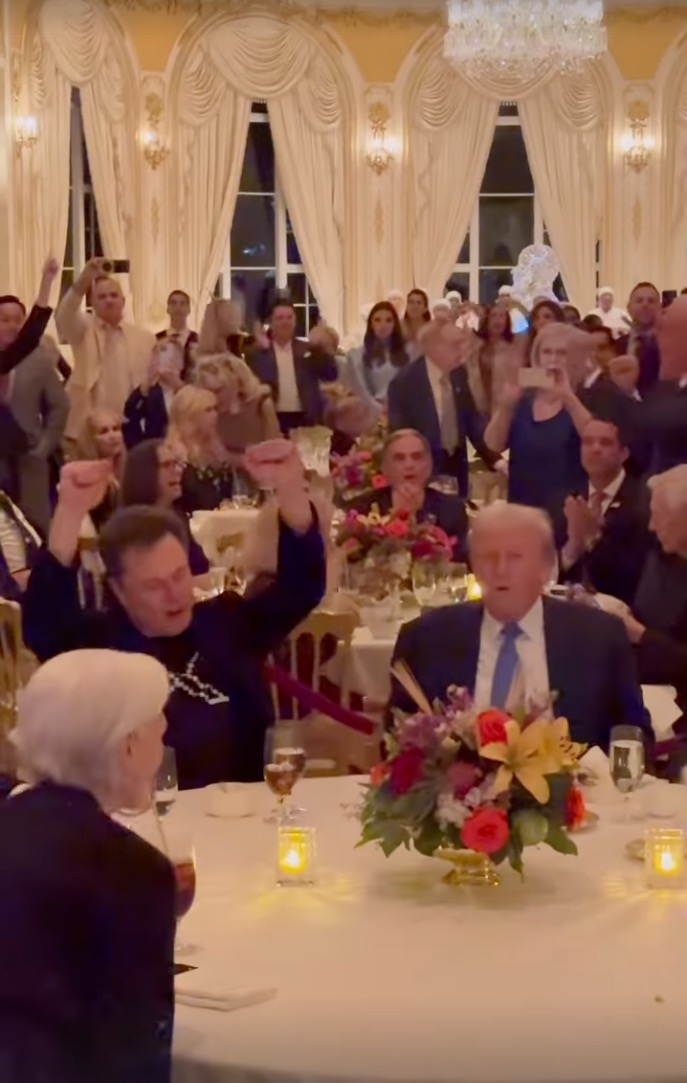 Donald Trump and Elon Musk vibe to YMCA at Mar-a-Lago for Thanksgiving