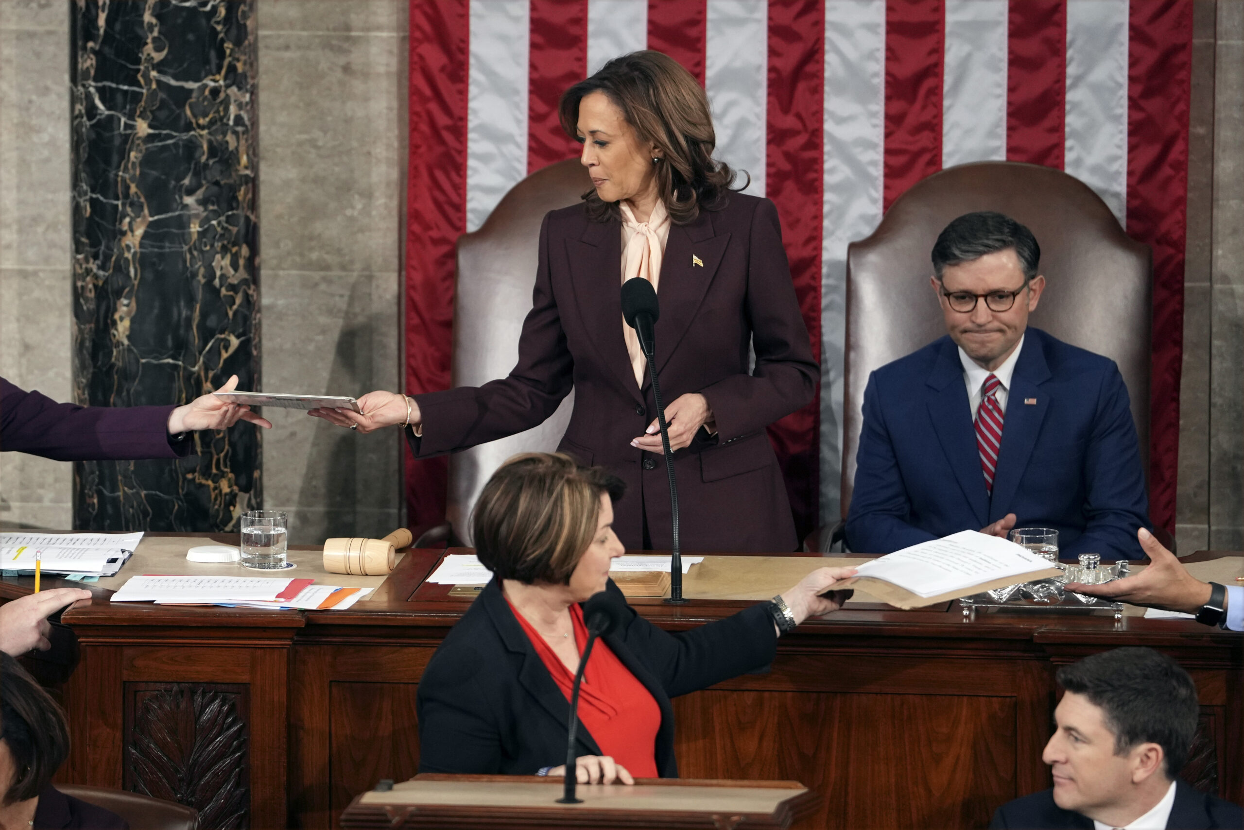 Kamala Harris certifies her own resounding loss to Donald Trump in front of cheering Congress