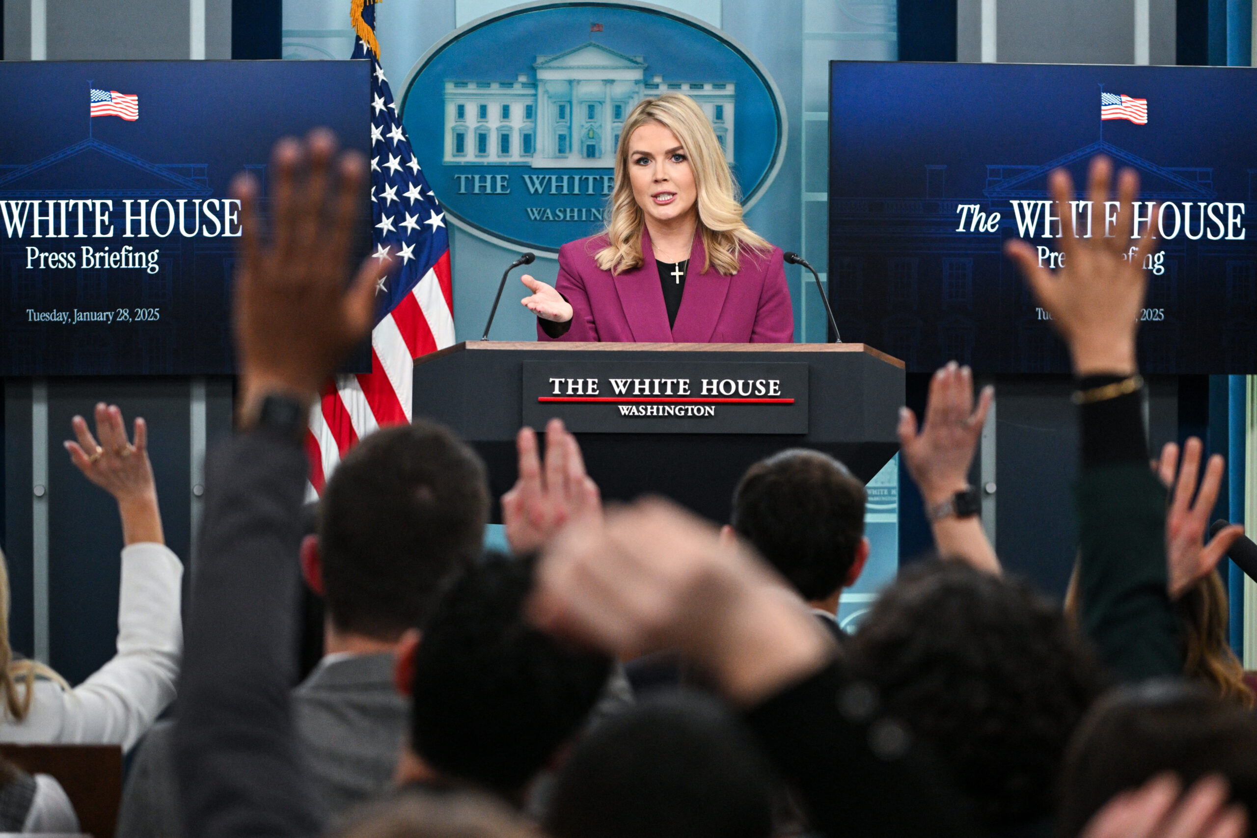 New WH press secretary Karoline Leavitt unveils ‘new media’ seat in briefing room